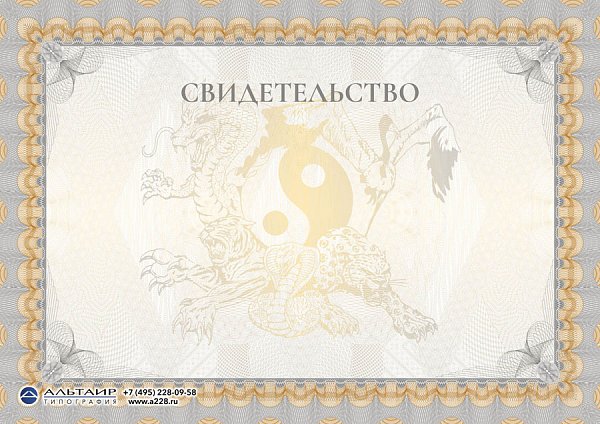 Спортивный бланк "Восточные единоборства", горизонтальный
