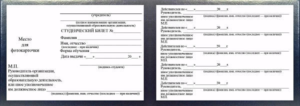 Бланк Студенческого билета бордового цвета кожзам