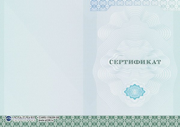 Бланк сертификата с защитой "Статус"