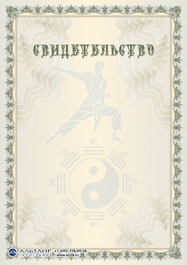 Спортивный бланк "Мастер восточных единоборств", вертикальный