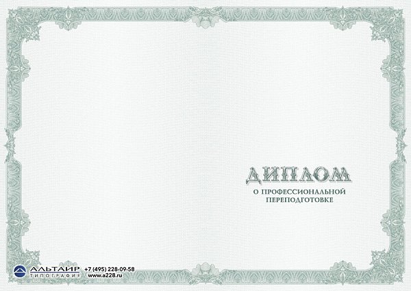 Бланк диплома о проф. переподготовке "Защищенный" изумрудный