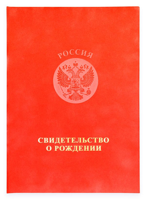 Свидетельство о рождении, бархатная корочка, изящное тиснение (девочка)