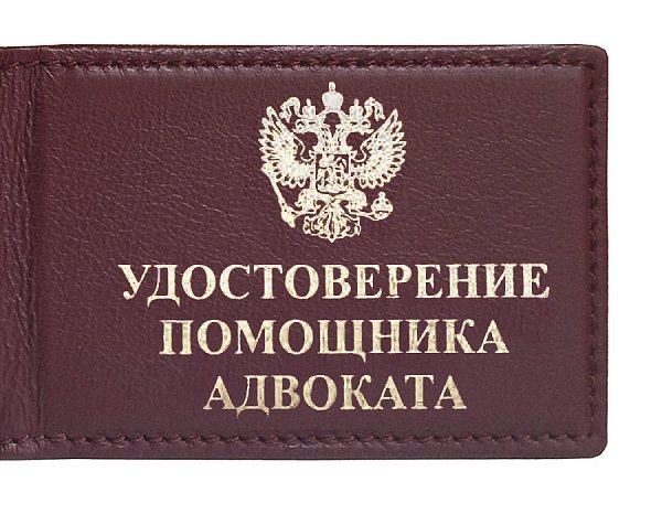 Удостоверение помощника, кожа бордо, прострочка по краю