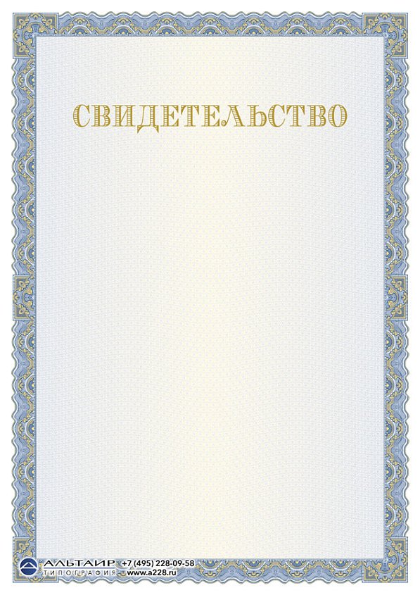 Бланк с защитой "Изразец", синий, 6 элементов защиты