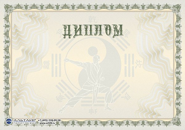 Спортивный бланк "Мастер восточных единоборств", горизонтальный