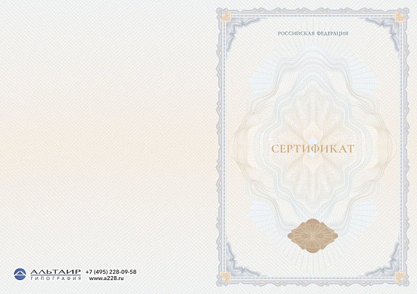 Бланк сертификата для учебных учреждений "Часы"