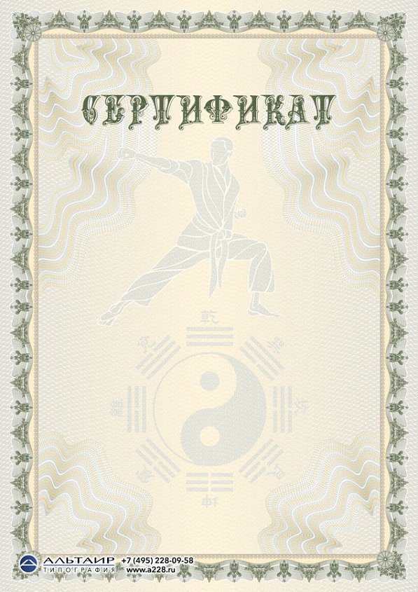 Спортивный бланк "Мастер восточных единоборств", вертикальный