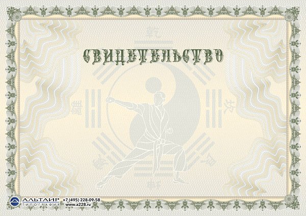 Спортивный бланк "Мастер восточных единоборств", горизонтальный