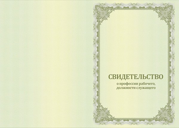 Свидетельство о профессии рабочего, должности служащего