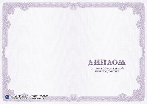 Бланк диплома о проф. переподготовке "Защищенный" Фиолетовый