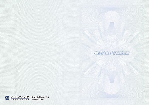 Бланк сертификата для учебных учреждений "Эра"