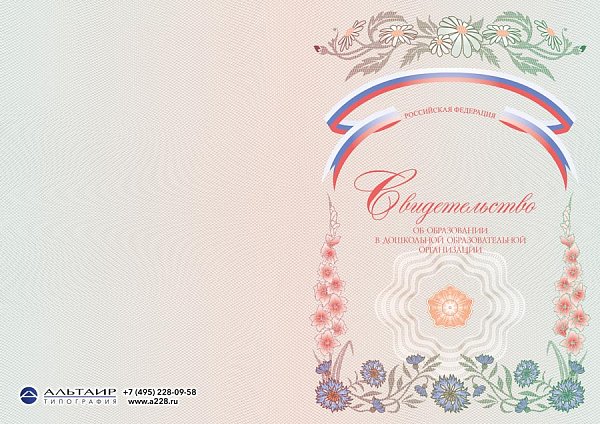 Свидетельство об обучении в дошкольной образовательной орг-ции, фиолетовая корочка