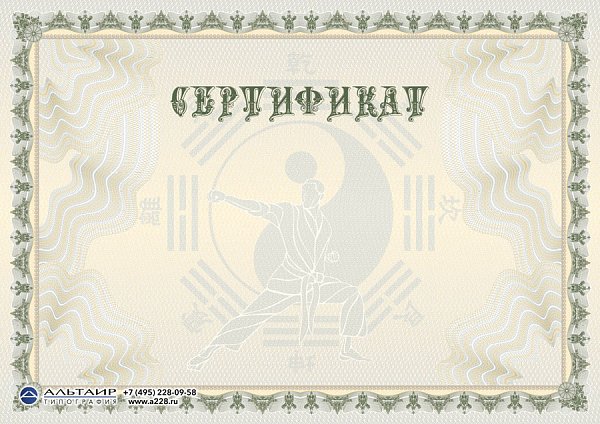 Спортивный бланк "Мастер восточных единоборств", горизонтальный