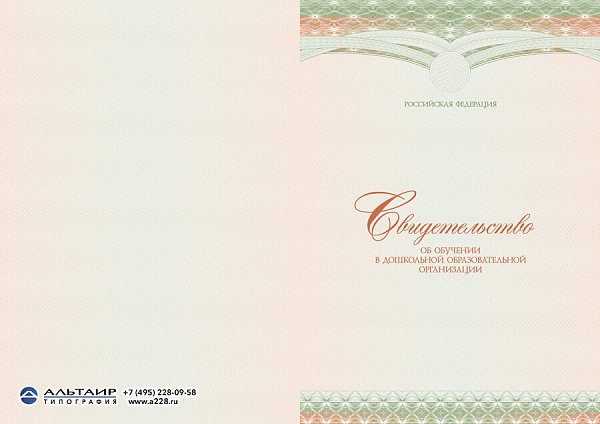 Свидетельство об обучении в дошкольной организации с логотипом